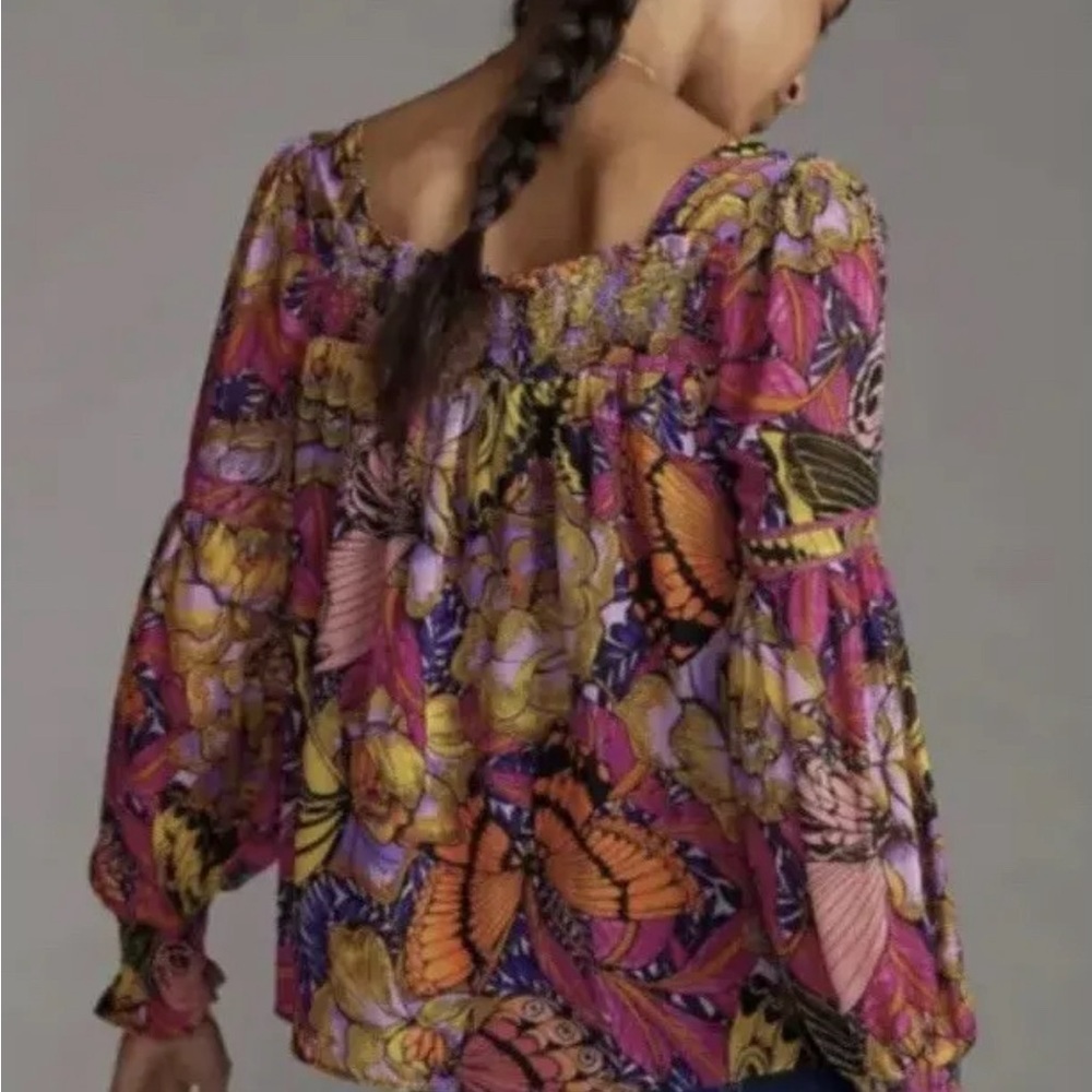 Anthropologie Alexander Farmer Flouncy Boho Colorful Blouse - Picture 3 of 7